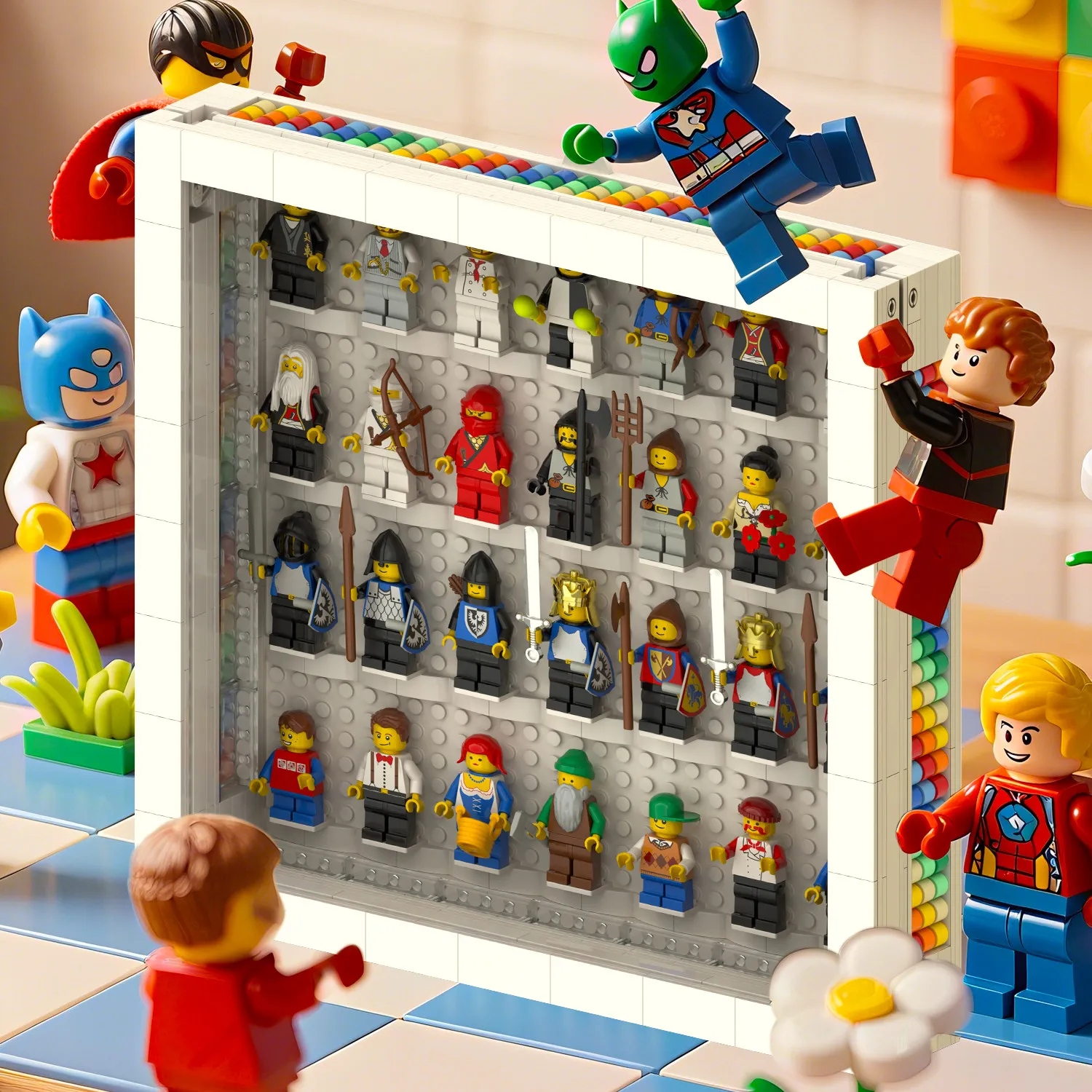 Building block minifigure doll storage frame photo frame compatible with Lego small particle assembly DIY birthday gift