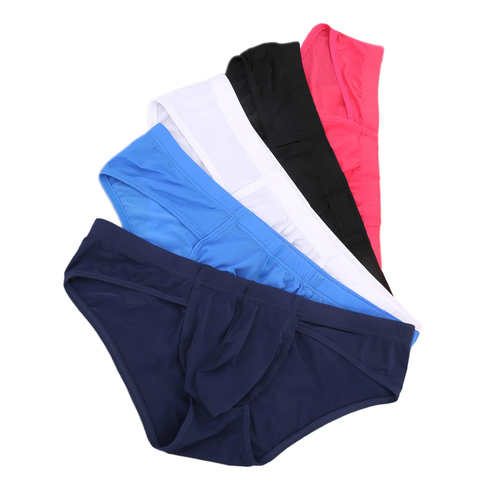 

CLEVER-MENMODE 5/ Kit Underwear Sexy Ice Silk Briefs Men Big Penis Pouch Panties Ultra Thin Underpants Erotic hombre Slips