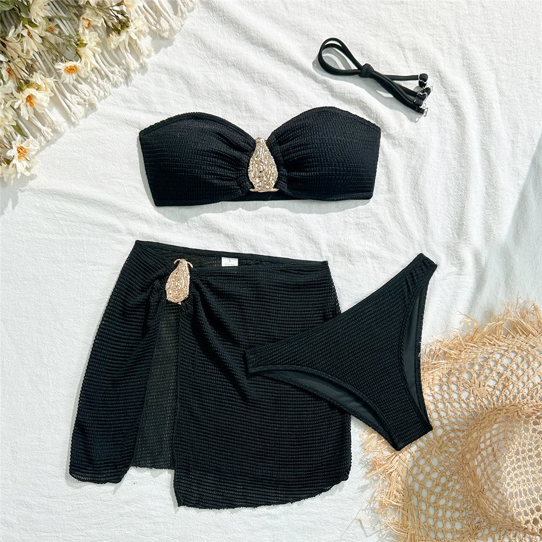 Mit Rock, hoch geschnittenem Beinausschnitt, brasilianischer Bikini, Damen-Badebekleidung, dreiteiliges Bikini-Set, Badeanzug, Badebekleidung, Schwimmbekleidung V6741 – Detail 26