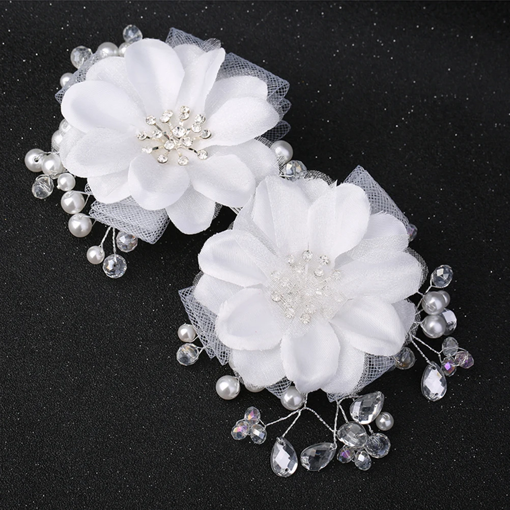 

Elegant Cloth Flower Hair Clip Wedding Hairpiece White Hairpin Bridal Accessories Durable Safe Easy to Attach for Special
