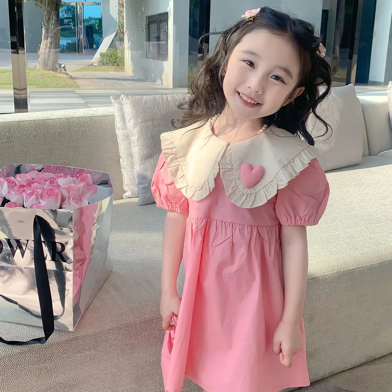 Baby girl dress summer dress new children's dress dress doll collar princess dress short sleeved dress