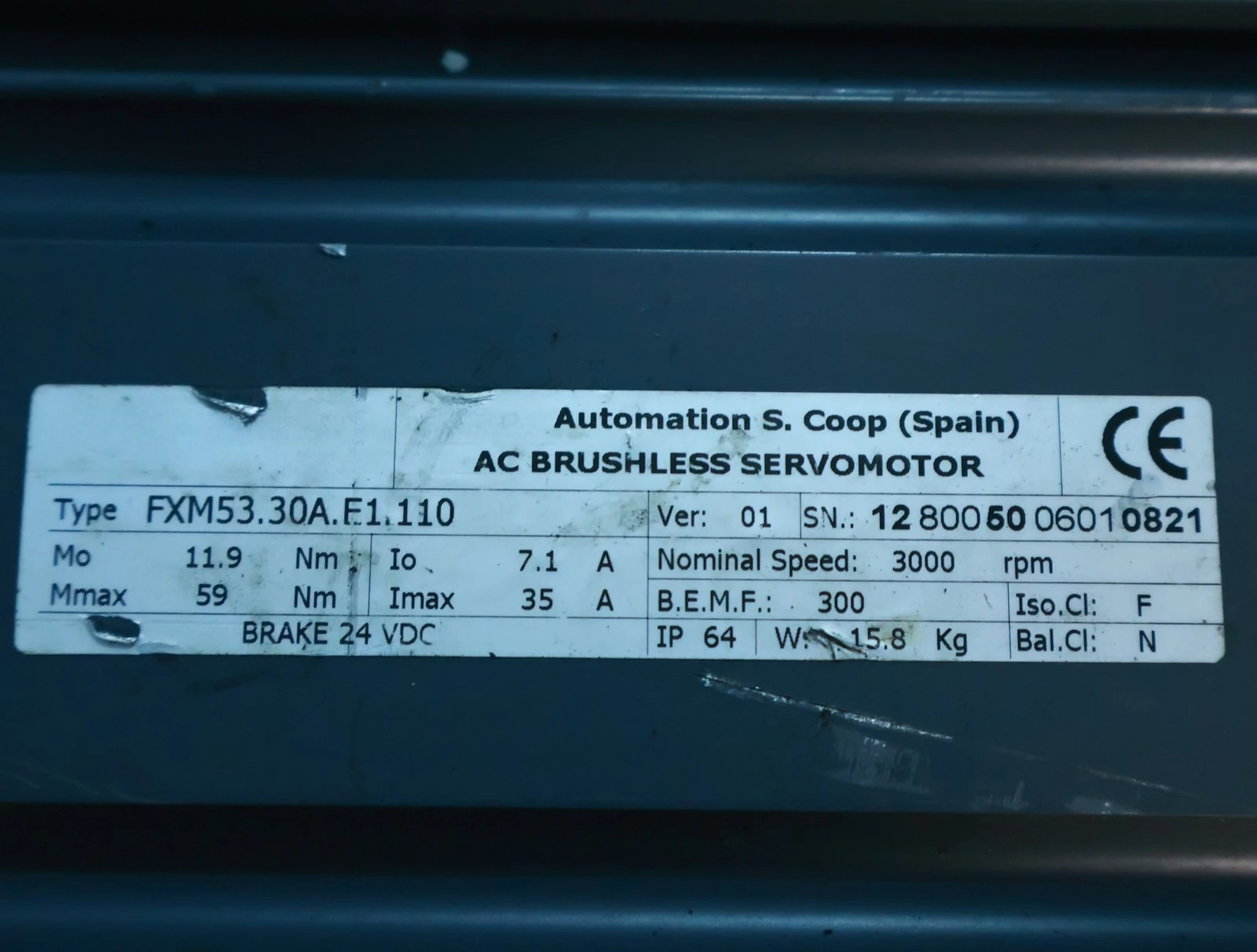 FXM53.30A.E1.110 For  FAGOR FXM53.30AE1.110 AC Servo Motor Used