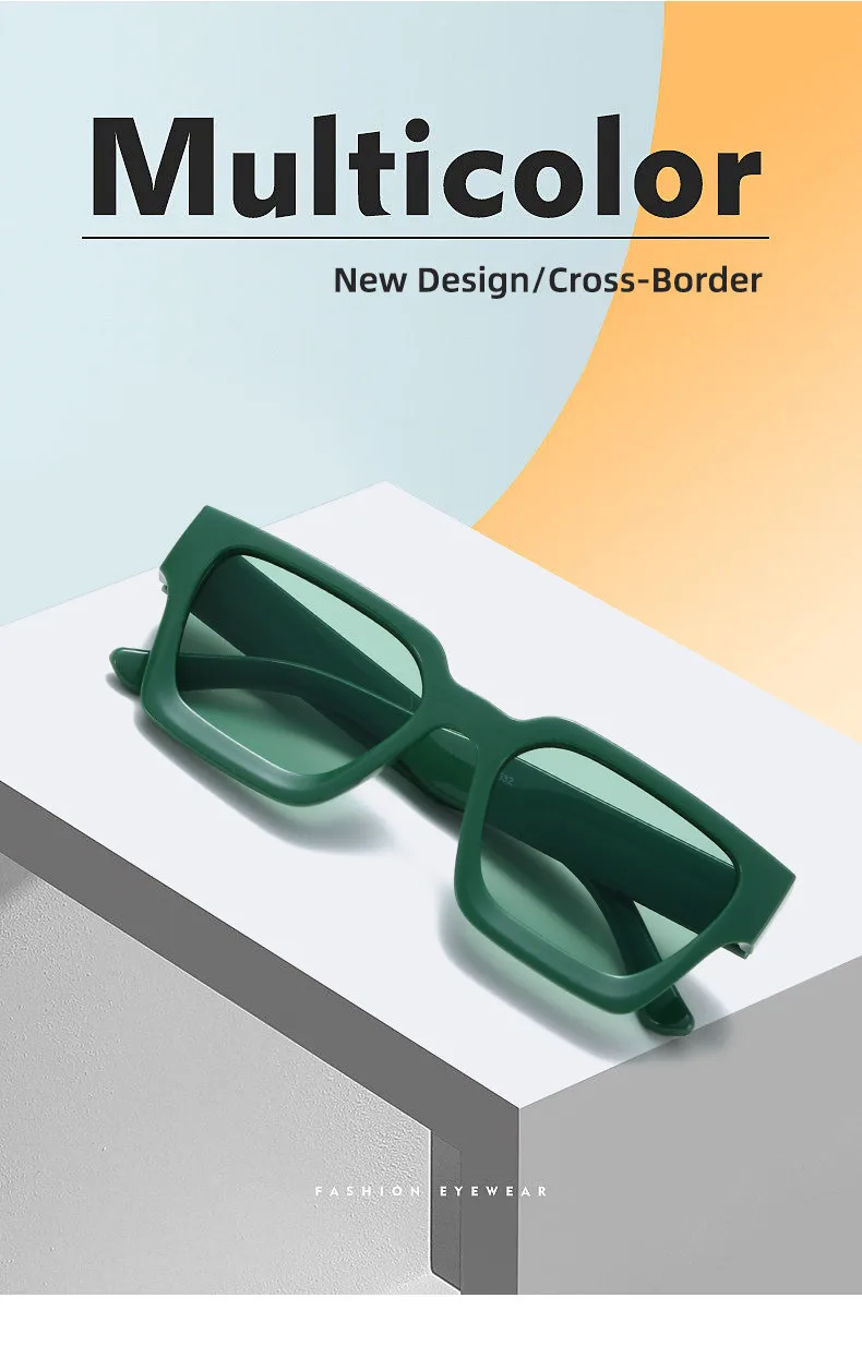 Mode Vintage Großen Quadratischen Sonnenbrille UV400 Retro Männer Frauen Grün Marke Designer Unisex Ins Stil Brillen Anti Blauen Rahmen – Detail 1
