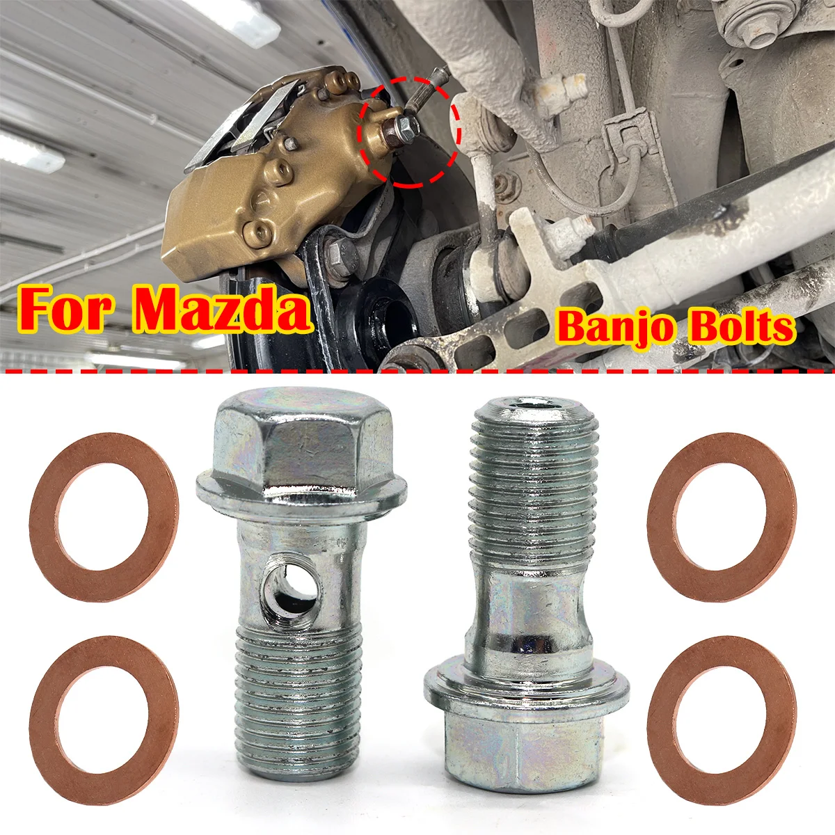 

Caliper Hose Lines Banjo Fittings Bolts For Mazda MX5 MK3 CX-5 2 3 6 RX8 Copper Sealing Crush Washers Repair Kit 1998‑2023 2024