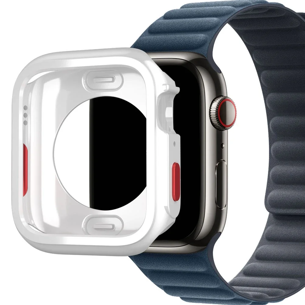 Rugged Cover For Apple Watch Case 9/8/7 45mm 44mm 41mm 40mm Soft TPU Bumper Protective Case for iWatch Series 6/SE 2/5 4 Shell