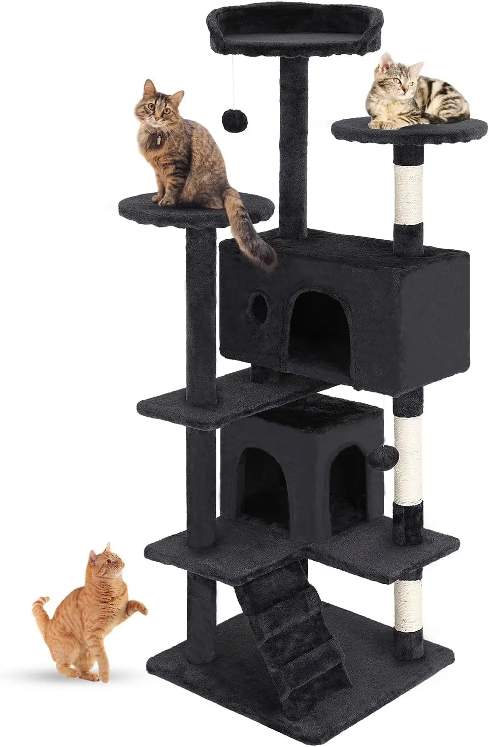 FDW Cat Tree 54in Cat Tower Multi-Level Durable Cat Scratching Post & Cozy Fun Jumping Platform Space Saving