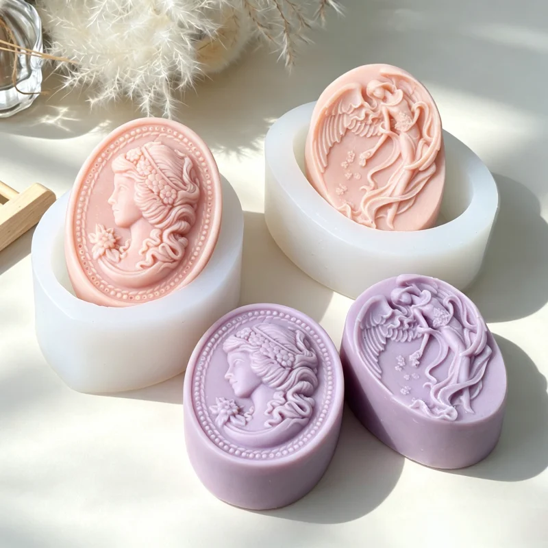 Geprägte Blumenmädchen-Silikonform für Seife, Flache Baby-Engel-Form, DIY Mädchen-Kerzen- und Harzstatuen-Herstellungswerkzeuge, Heimdekoration und Geschenke
