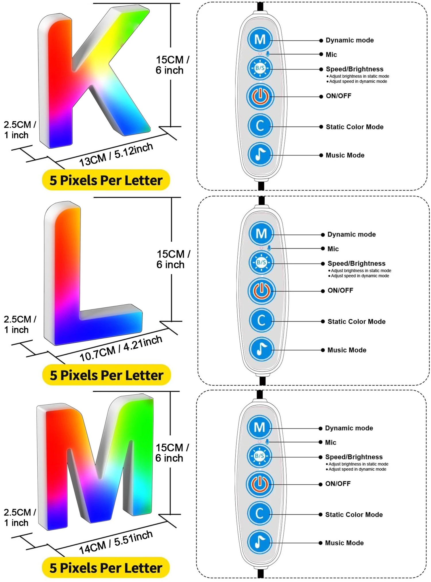 1PC Smart LED Letter Light - DIY RGB Marquee App Control Music Sync Indoor Sign Game Holiday Party Wedding Graduation Season A-Z