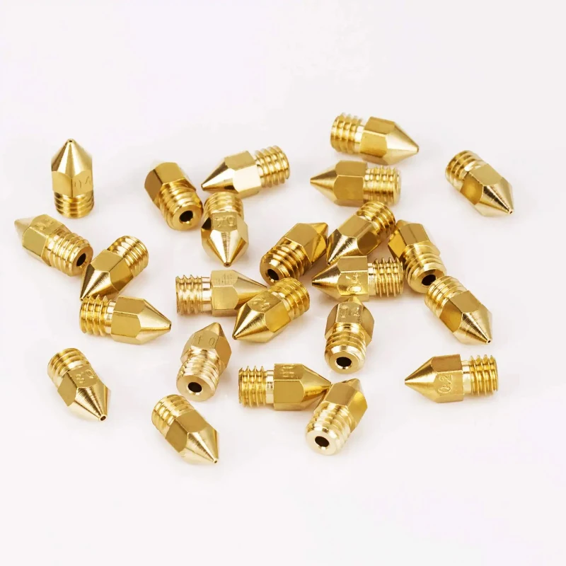 3D Printer Nozzle MK8 Brass Pointed Nozzle 1.75mm/3mm Filament 0.1-1.0mm Orifice for Ender-3 CR-10 Makerbot Extruder Head