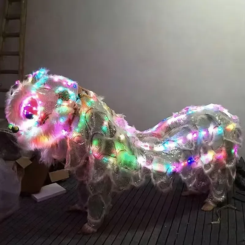 LED Luminous Lion Dance Costume Adult Unisex Performance Mascot Suit Professional Stage Wear for Festival Celebration Party