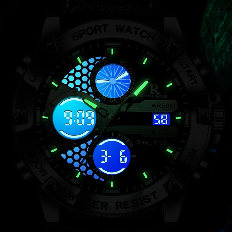 2025 جديد ساعة رجالية رياضية ساعة إلكترونية رقمية وظيفة كاملة التوقيت العالمي LED السيارات اليد رفع مصباح مقاوم للماء ساعة للرجال