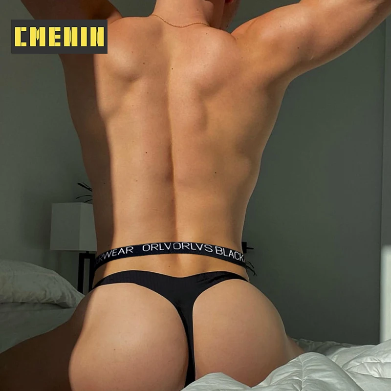 CMENIN Cotton Sexy Men Thongs Gay Jockstrap Bikini Mens Thongs and G Strings Letter Belt Butt Lift Sexys Men\'s Underwear Panties