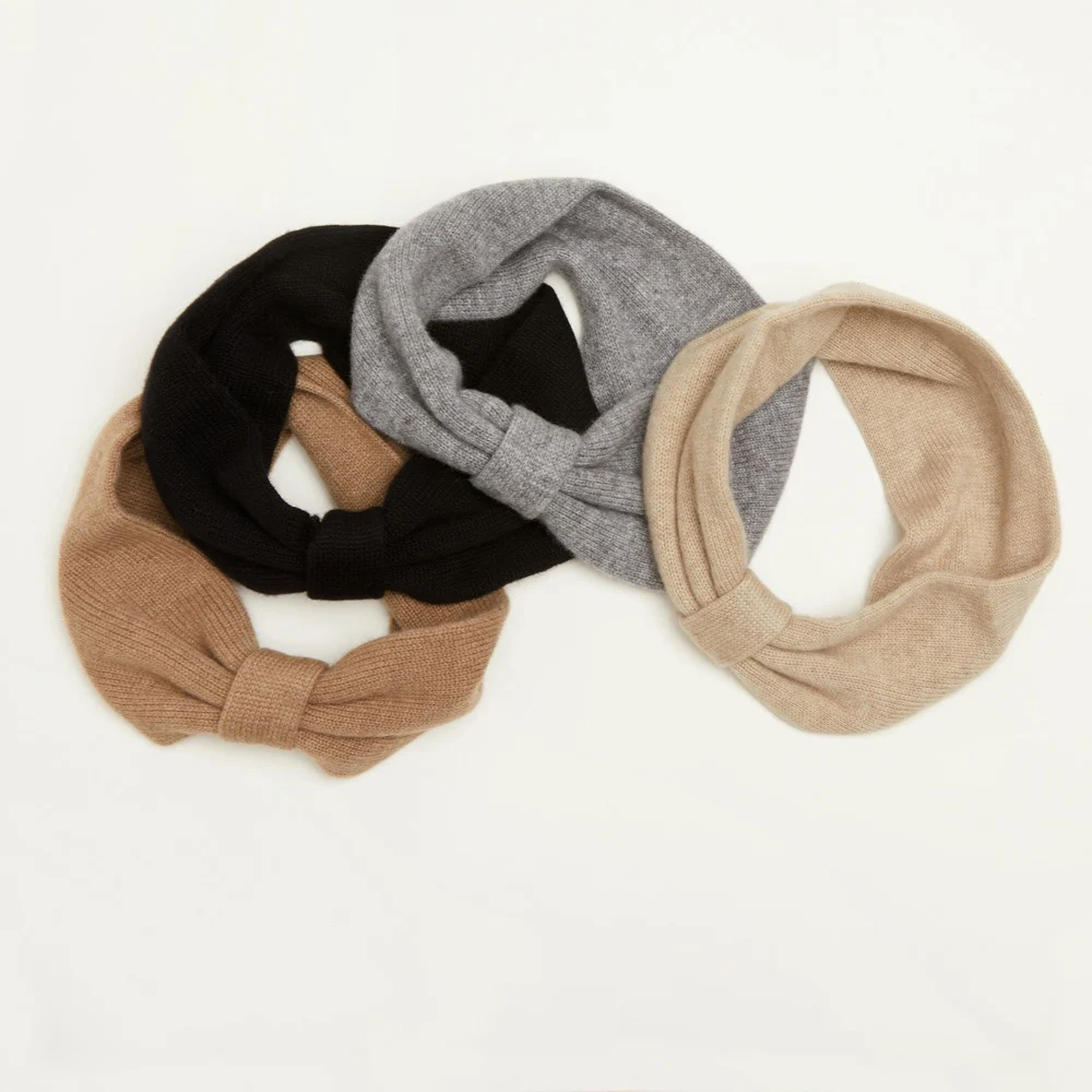 

Вязаная кашемировая повязка для волос с закрученным узлом, грелки для ушей