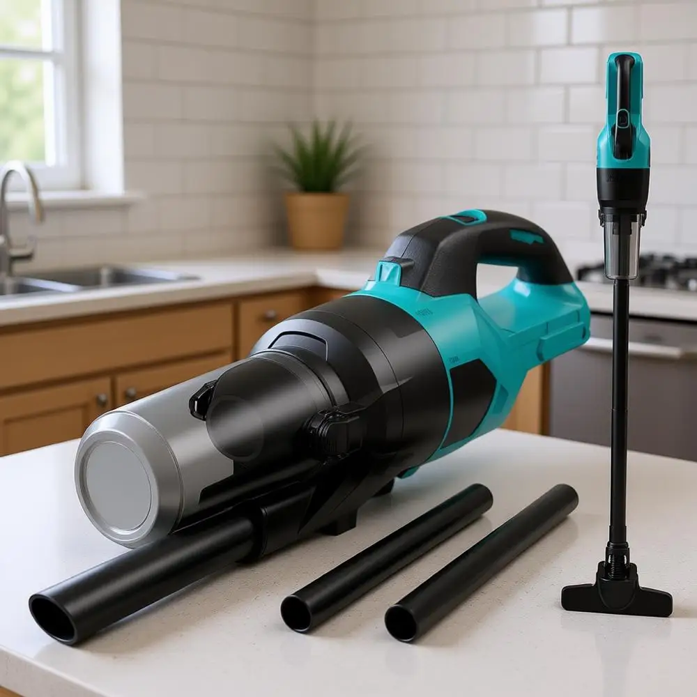 18V Battery, 6 in 1 Handheld Electric Vacuum Cleaner with HEPA Filter and LED Light, 46 CM Portable Hand Vacuum for Floor, Carpe