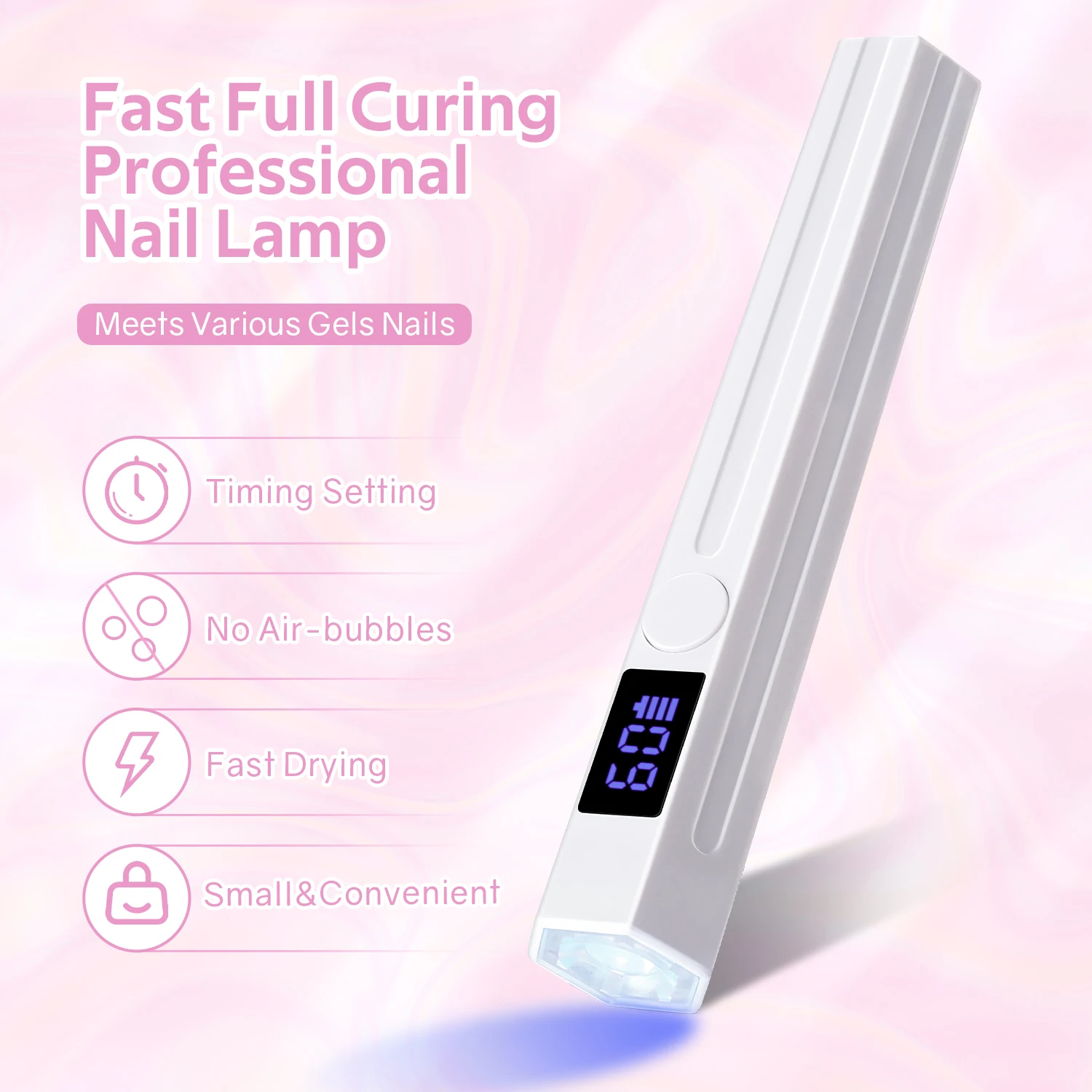 1pcs Portable LED Nail Lamp Rechargeable Quick Curing Handheld UV Light for Nails USB Nail Dryer with LED Screen Nail Art Tools