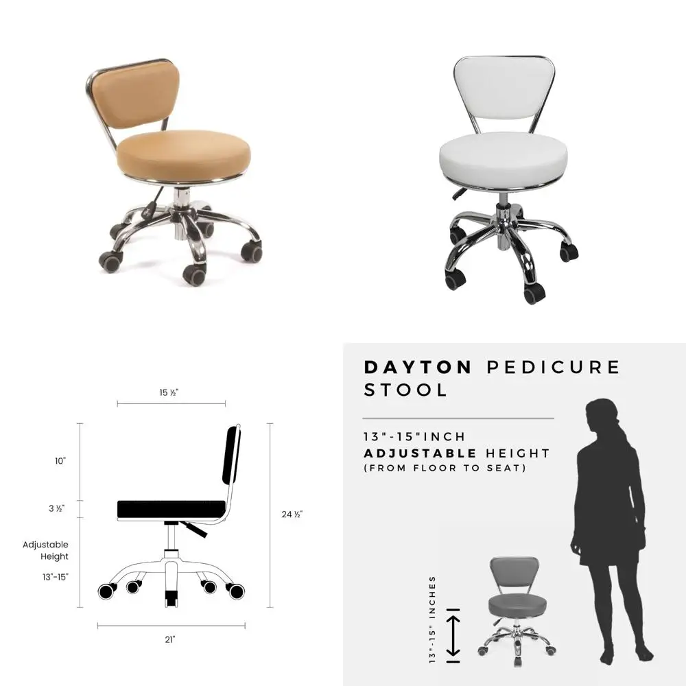 MAYAKOBA صالون الأظافر باديكير البراز كرسي باديكير دايتون الكشمير هوائي، قابل للتعديل 13 إلى 15، أثاث الصالون المتداول والمعدات #1