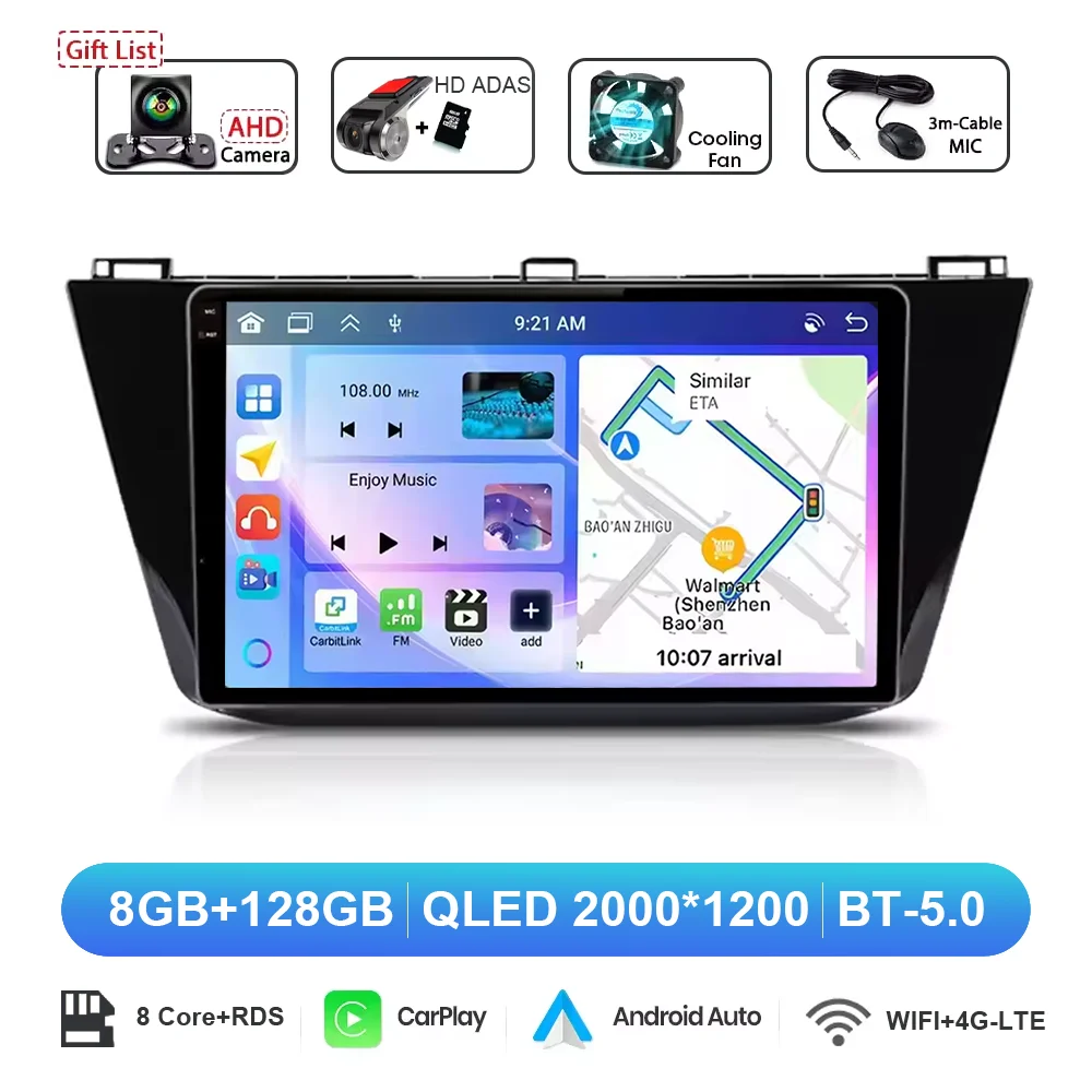 Android 15 Carplay Auto Radio Voor Volkswagen Tiguan 2 Mk 2016 2017 2018 2019 Multimedia Video Player Navigatie GPS stereo - afbeelding 1