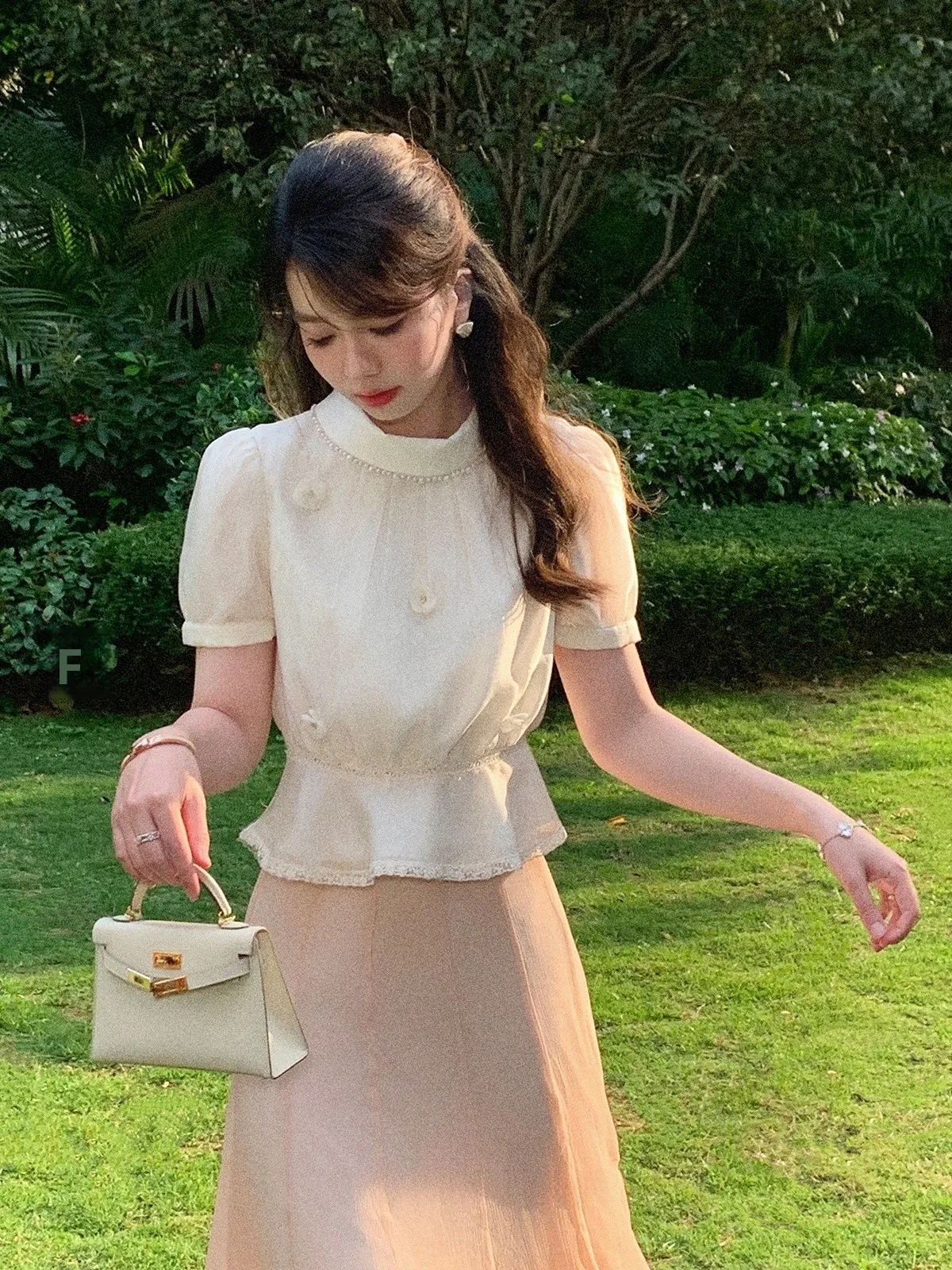 

Элегантная женская летняя приталенная рубашка с воротником-стойкой, дышащая, с коротким рукавом, повседневный топ