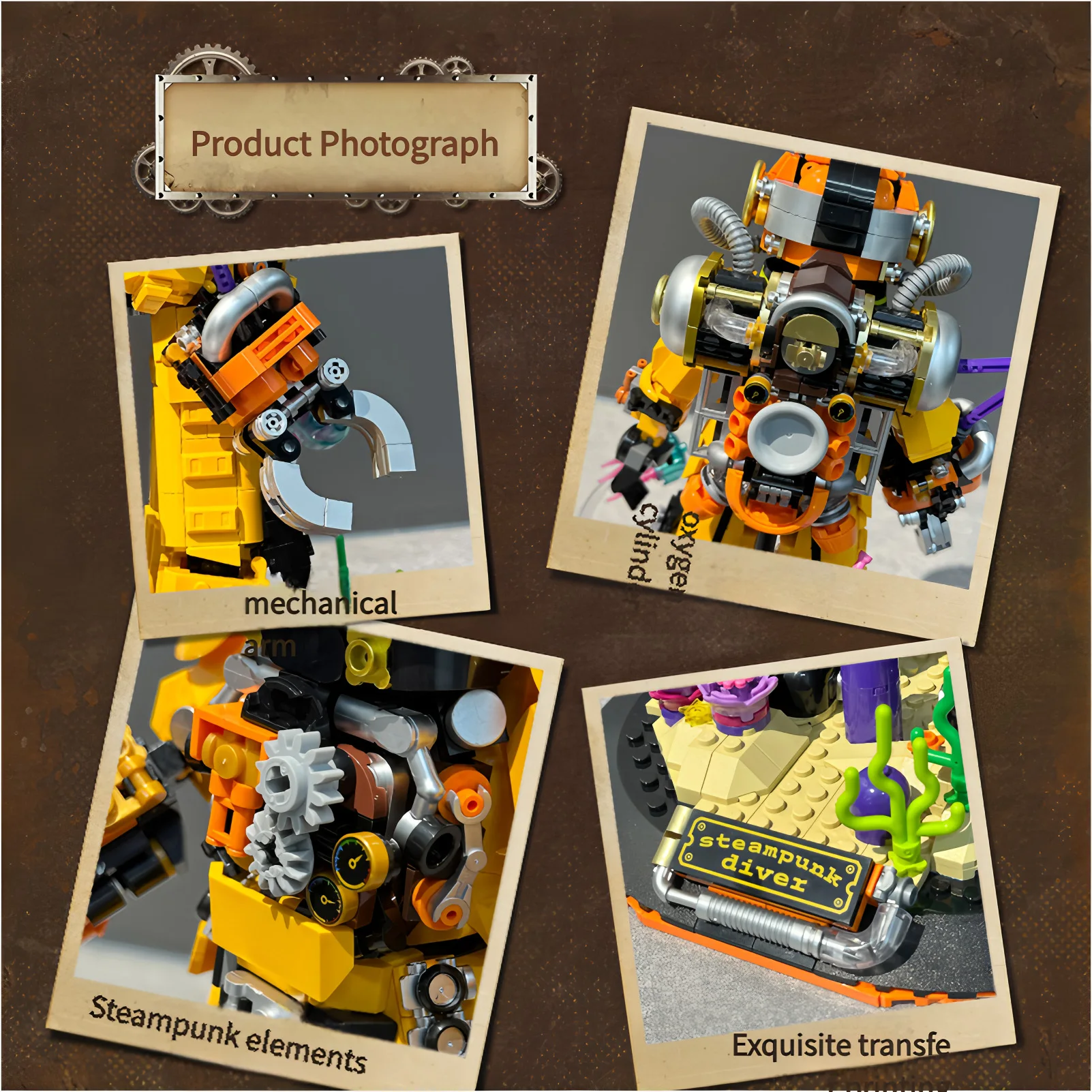 MOC Steampunk Diver Building Blocks Model Deep Sea Explorer with Lighting Underwater Scene Creative Toys Gifts for Kids Aldult