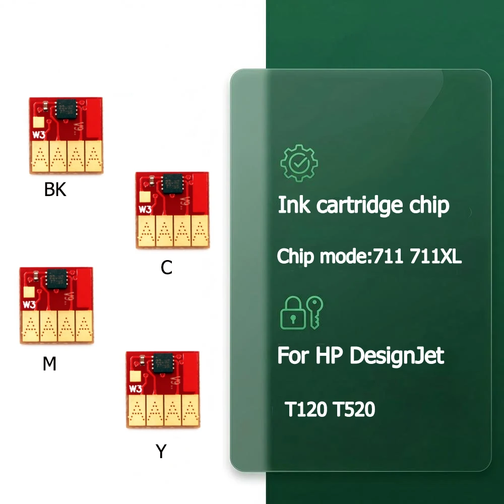 4COLOR For HP 711 711XL Ink Cartridge Chip For HP Designjet T120 T520 T130 T125 T525 T530 36/24 Inch Printer Auto-reset ARC Chip