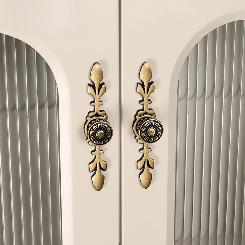 

Винтажная европейская твердая ручка шкафа, антикварная мебельная фурнитура, выдвижной ящик с одним отверстием