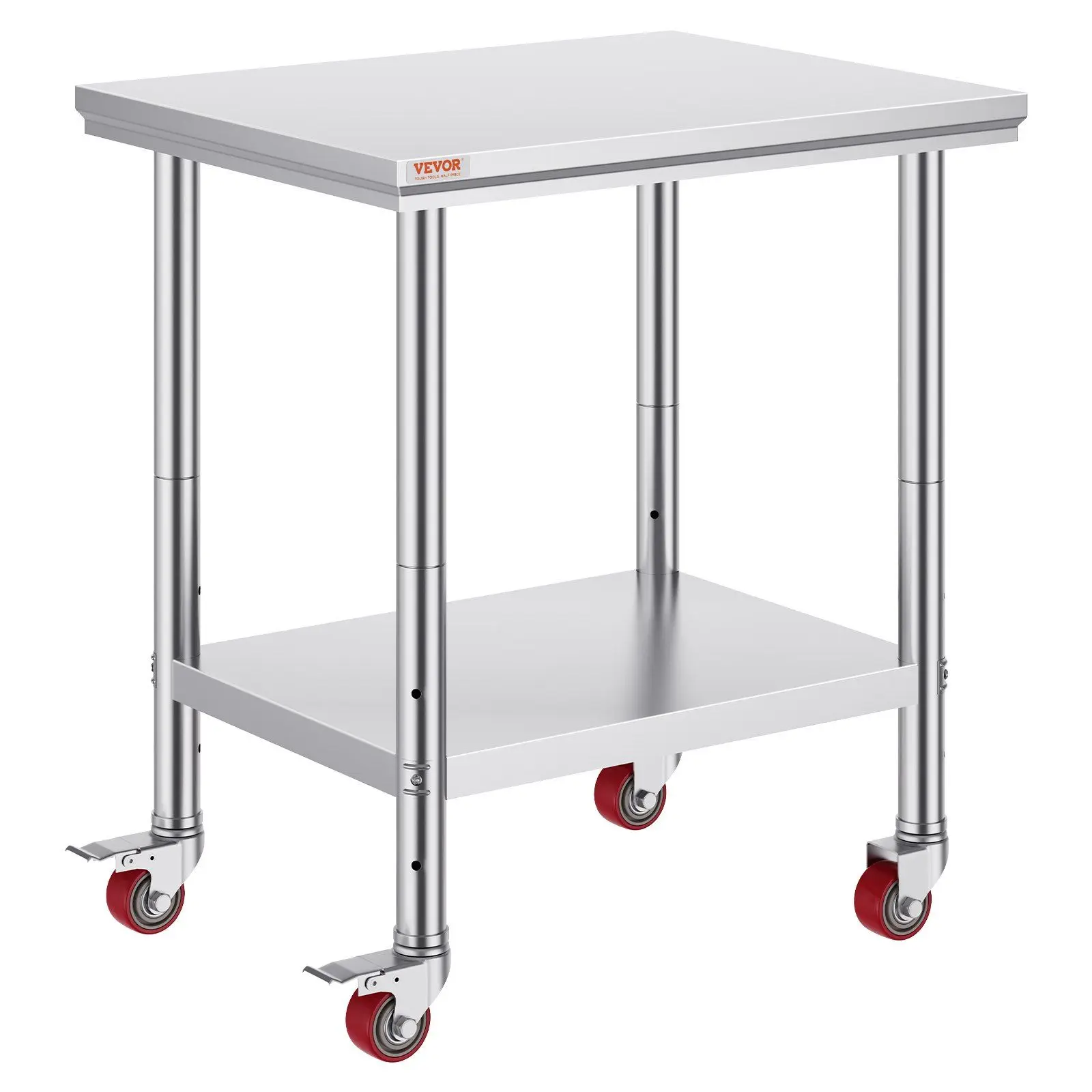 

Heavy Duty Stainless Steel Work Table 24x30" with Wheels Commercial Kitchen Prep Table Adjustable Shelves for Restaurant Hotel