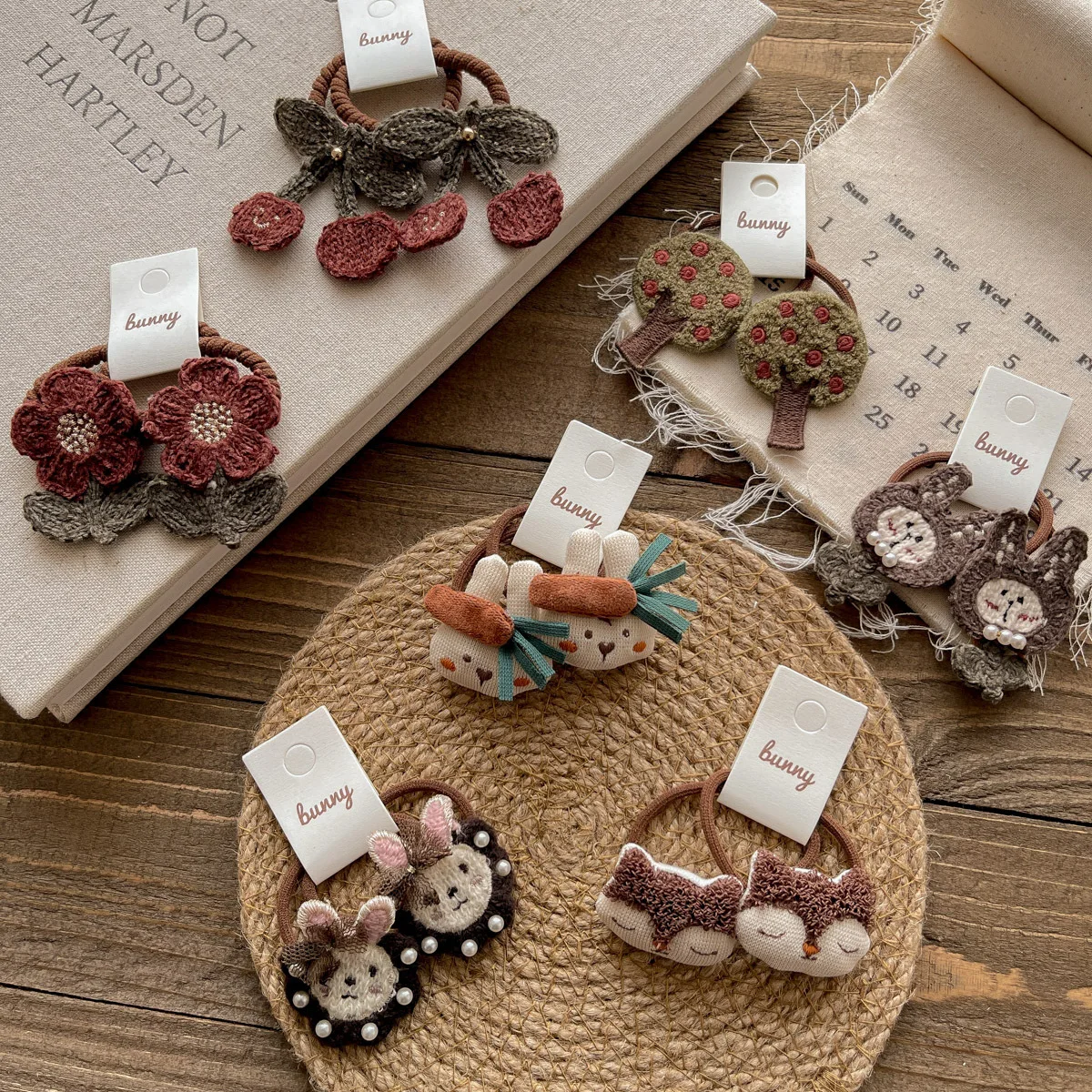 Hair Tie Cute Cartoon Bunny Plush Soft Lightweight Girls Kids Fall Winter Versatile Elastic Hair Accessory Multicolor Small