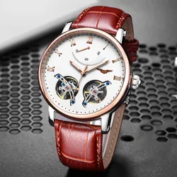 GUANQIN Orologi da uomo Orologio meccanico automatico di lusso delle migliori marche da uomo Tourbillon Orologio da polso con specchio zaffiro impermeabile