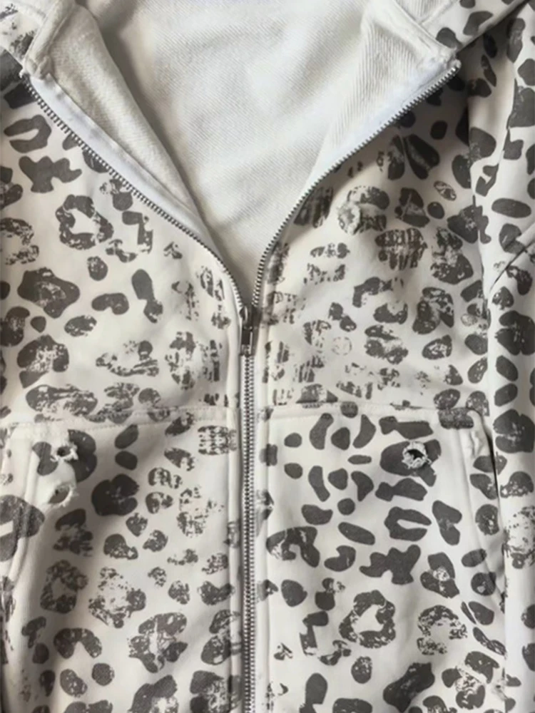 الخريف والشتاء جديد شارع العليا موضة Harajuku Ins العصرية الصوف طوق قلنسوة بسحاب 2000 خمر للجنسين ملابس Y2k #3