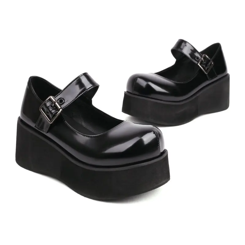 Extra Plus Size 45 46 47 48 Sweet Girls Lolita Shoes Buckle Belt Foam Light Sole Platform Flats Round Toe Women Mary Janes Shoes