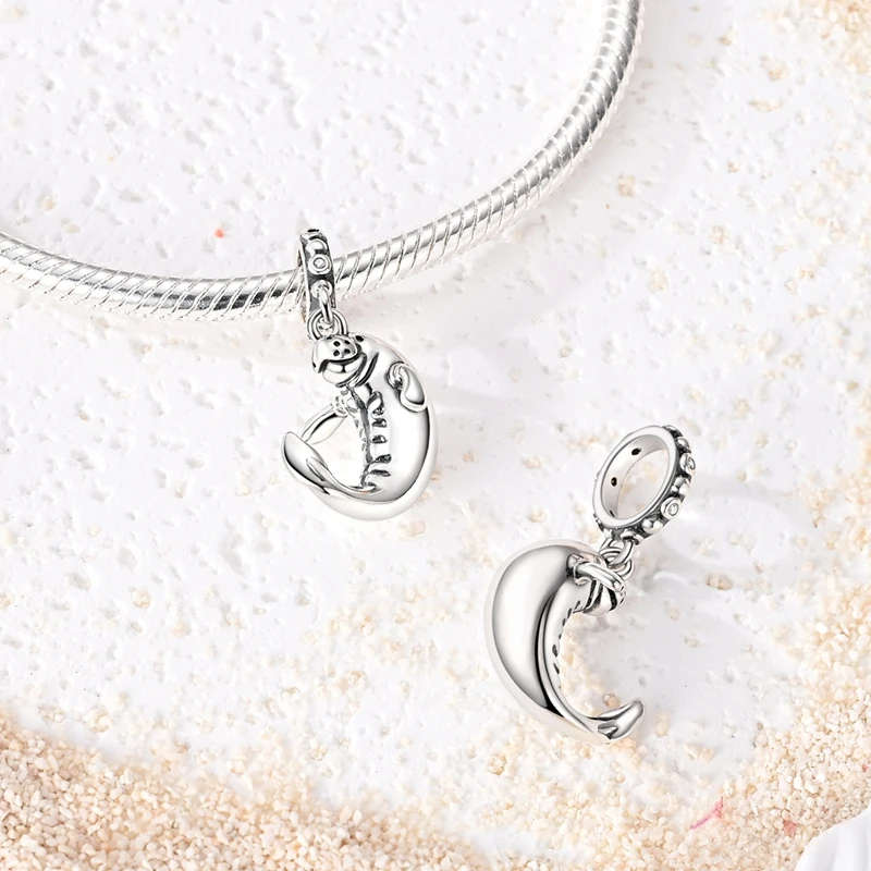 925er Silber Charm Anhänger Sommer Blauer Ozean Seestern Meeresschildkröte Wal Hai Charm Perlen passend für Armband Edle Modeschmuckherstellung – Detail 12