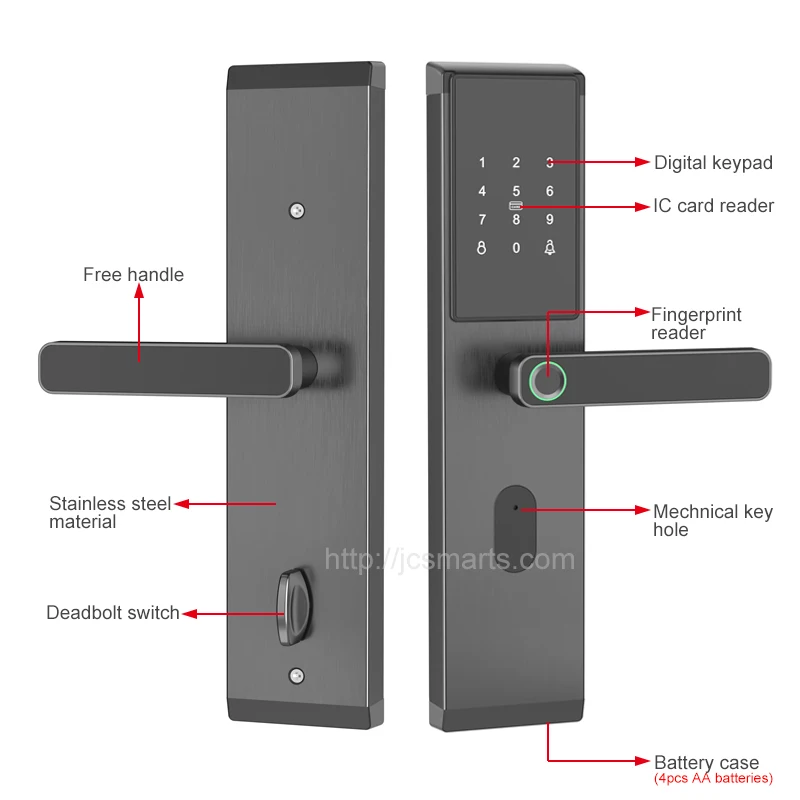 JCF3320 Smart Door Fingerprint Lock,Security Home Keyless Lock, Password RFID Card Lock for Apartments