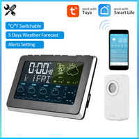 Tuya WiFi Weather Station Wireless APP Control Temperature Humidity Sensor Large LCD Indoor Outdoor Thermometer Humidity Meter