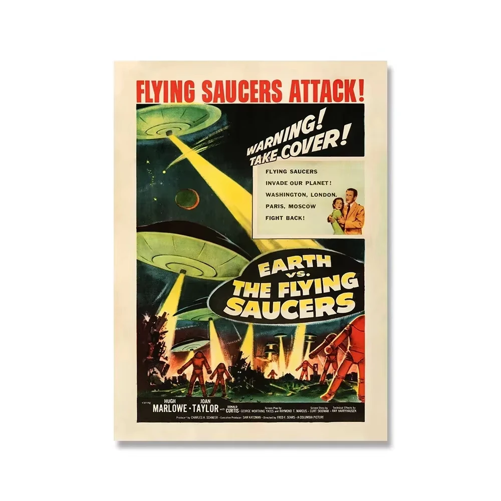 

Classic Vintage Wall Art HD Canvas Poster Prints of Horror SciFi Movie Covers Outer Space Theme for Living Room Bedroom Home
