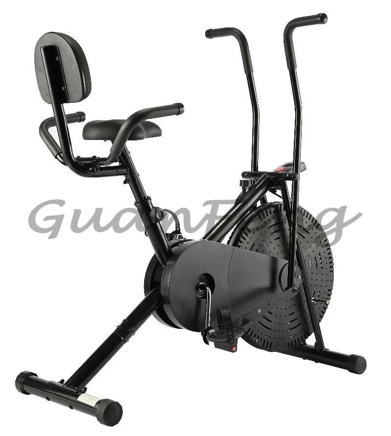 Home Gym Cardio Air Fan Exercise Bike with Comfort Backrest, Adjustable Resistance Stationary Air‑Bike Fitness Equipment
