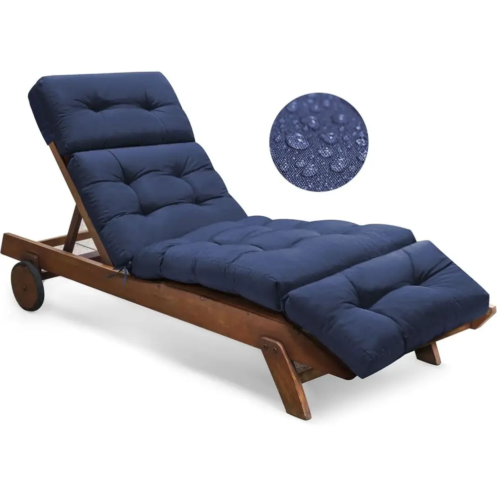 

Memory Foam Outdoor Lounge Chair Cushion with Ties, 74.4 x 22 x 4.7, Thickened, Blue