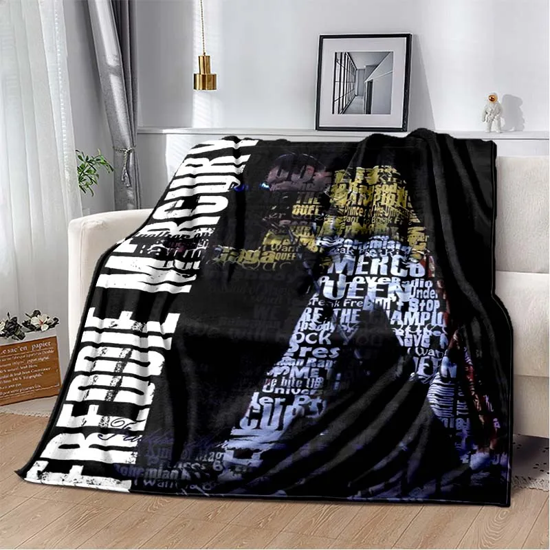 singer Freddie Mercury Queen-Rock-Band Print Flannel Blanket Ultra Soft Warm Throw For Bedroom Sofa Living Room  Music Home Gift