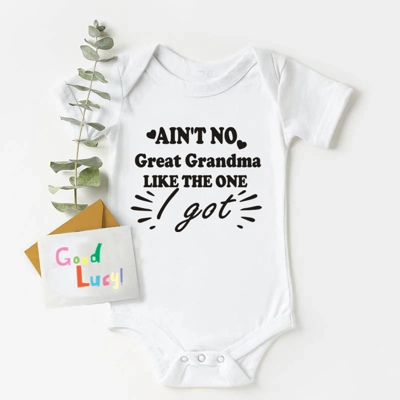 Ain't No Great Grandma Like The One Printed Baby Bodysuit Newborn Short Sleeve Clothes Toddler Boy Girl Rompers Infant Jumpsuit