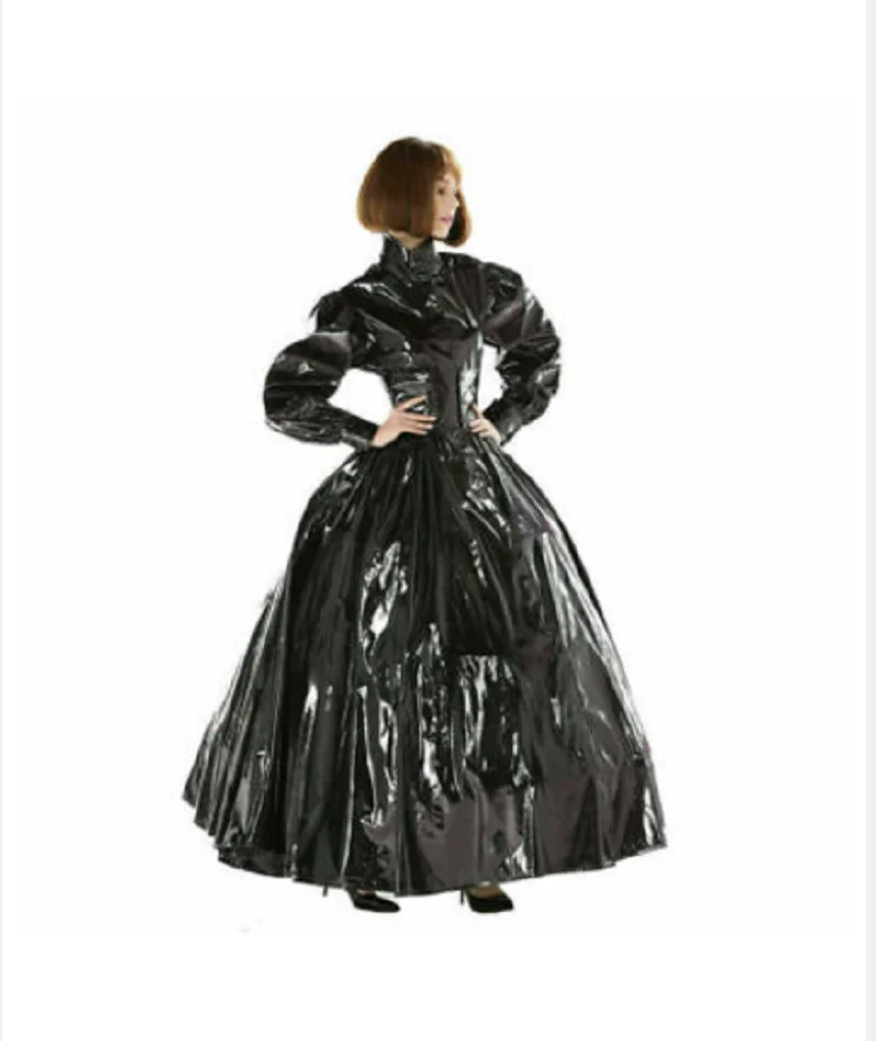 

Gothic Punk Black PVC Prom Dress Sexy Dress Drag Party Men Dress