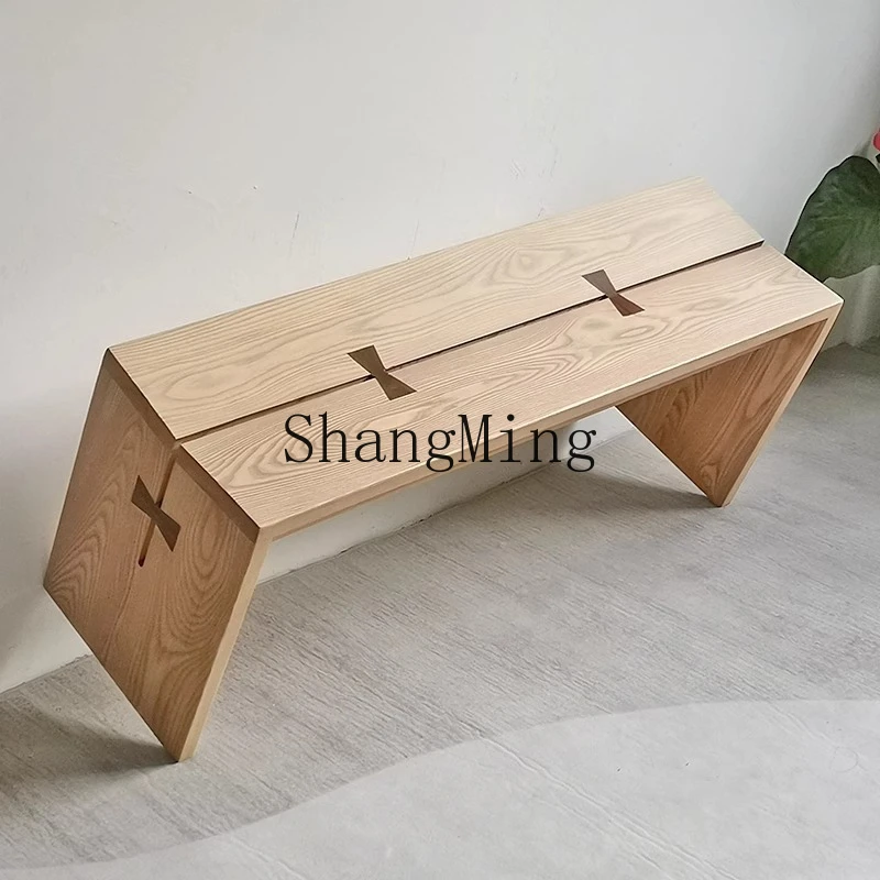 

SM simple antique bench dining chair household log bench butterfly solid wood bench