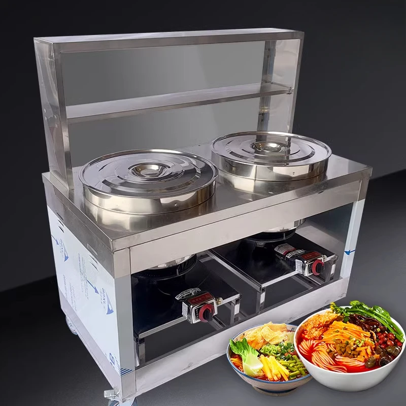 Estufa de fideos con tablero de posición de fuego, ofal de ternera, sopa de fideos para coche, fideos, cinturón Malatang, soporte para puerta comercial
