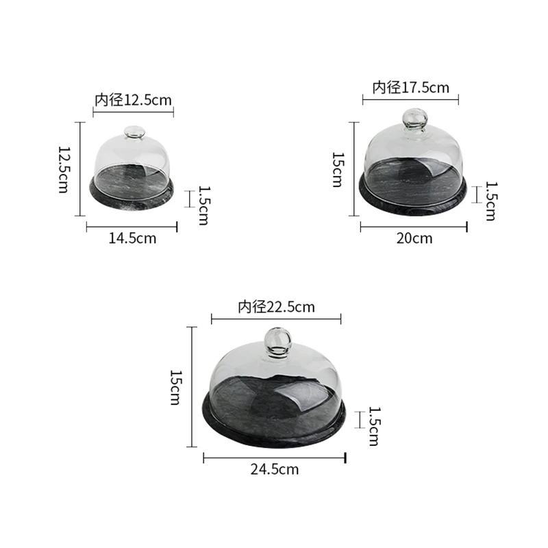 غطاء زجاجي شفاف للوجبات الخفيفة للفواكه ، مقلاة كعكة رخامية ، طاولة حلوى ، مجوهرات منزلية ، حلي عرض مستحضرات التجميل
