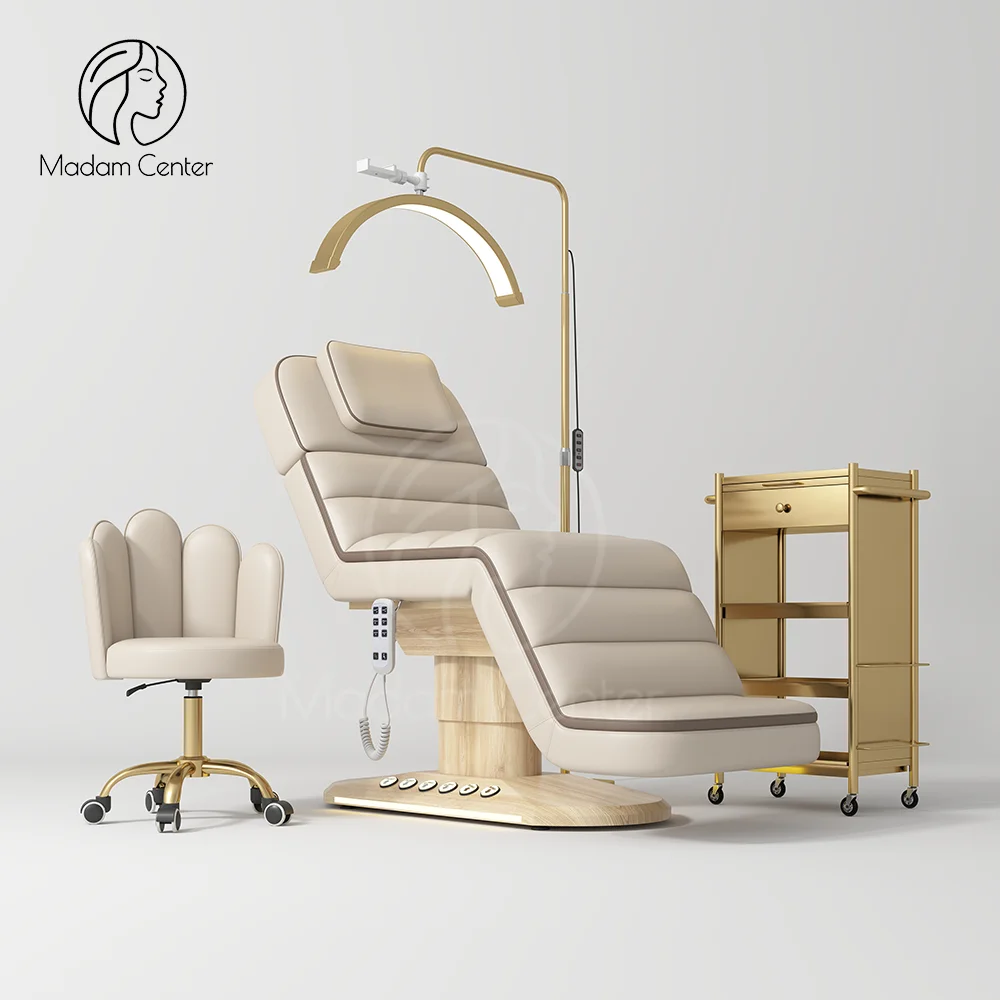 Premium Ultraleather Electric Beauty Bed Medspa Chair Facial Treatment Bed Table ChairAesthetic Chair