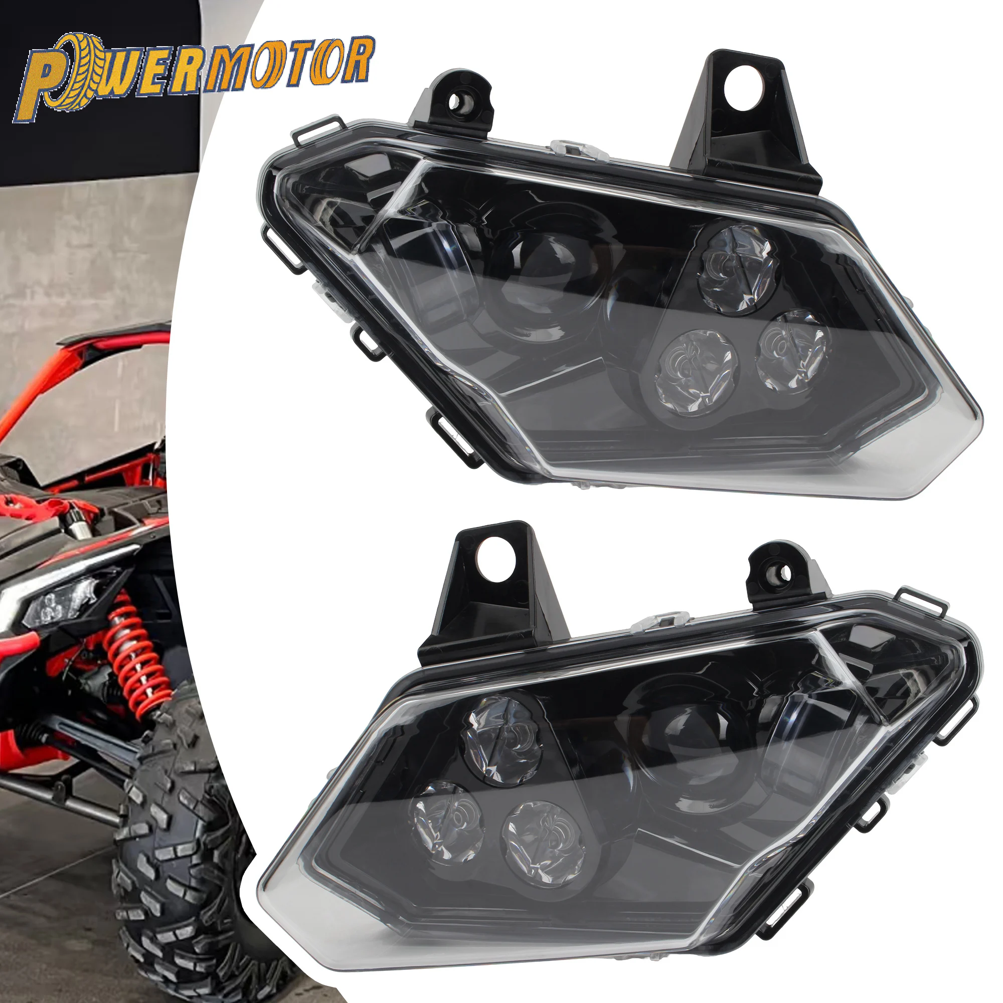 Conjunto de faróis de motocicleta para can am maverick x3 max r xds xrs turbo dps 4x4 2017-2021 utv lâmpada de cabeça led, feixe alto e baixo