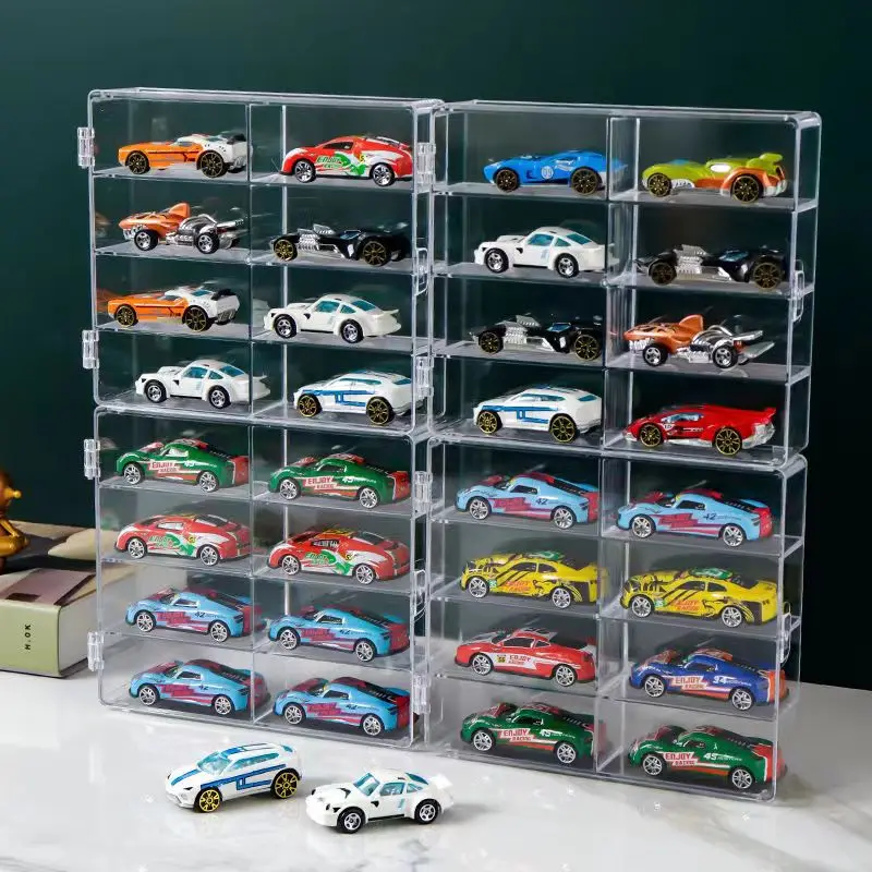 1Pc Vehicles Car Model Toys Storage Box Transparent Acrylic Display Case Compatible With 8 Slots Display Case For Die Cast Cars