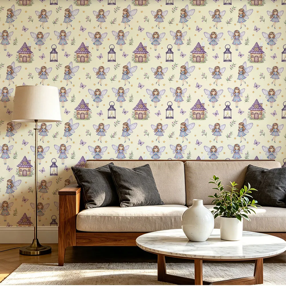 1 Roll Cute Cartoon Fairy Print Circulating Wallpaper Multiple Sizes Living Room Bedroom Walls, Cabinets, Fashionable Decoration
