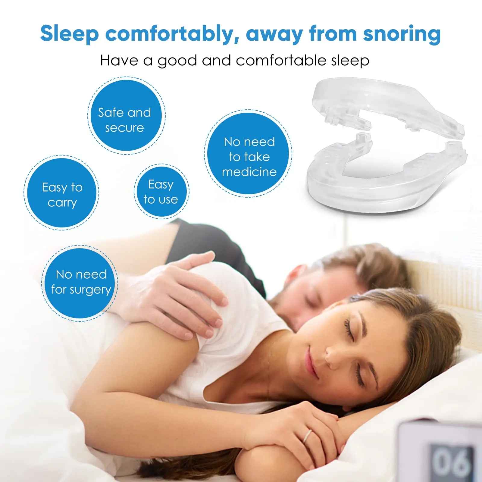 Premium Adjustable Snoring Solution FDA-Approved Mandibular Advancement Device Effective Sleep Apnea Relief for All Night Comfo