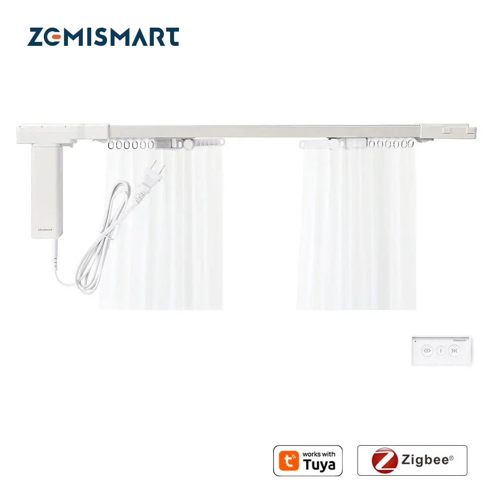 ติดตั้งได้อย่างรวดเร็วรางม่านอัจฉริยะ Zigbee ม่านมอเตอร์สมาร์ทมอเตอร์ไฟฟ้า Tuya App Alexa Google Home Control