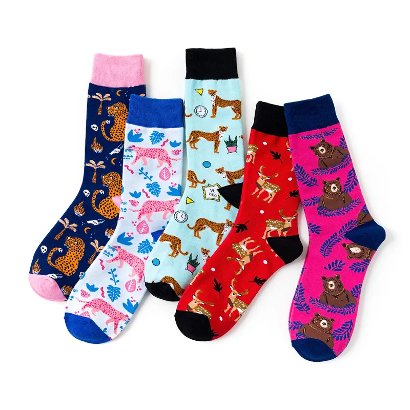 Sika deer animal series trendy personality medium and long tube cotton socks