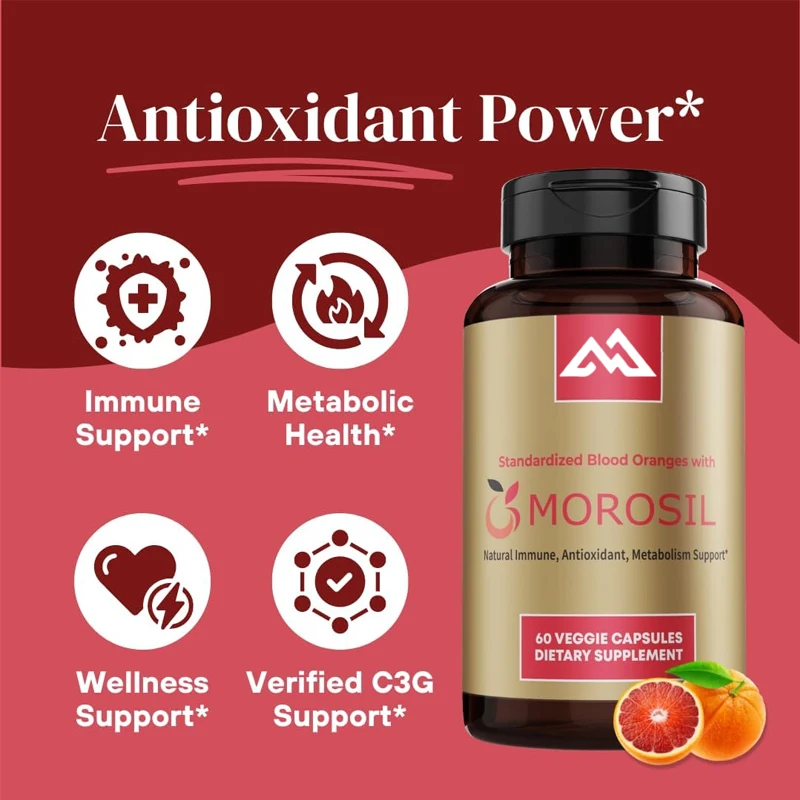 Male and female metabolism, antioxidants, health support 400mg Moro red orange extract -60 Morosil vegetarian capsules